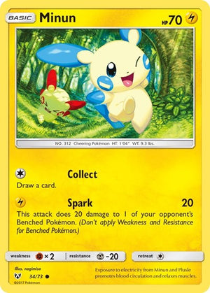 Pokemon TCG - Shining Legends - Minun - 34/73 - Reverse Holofoil