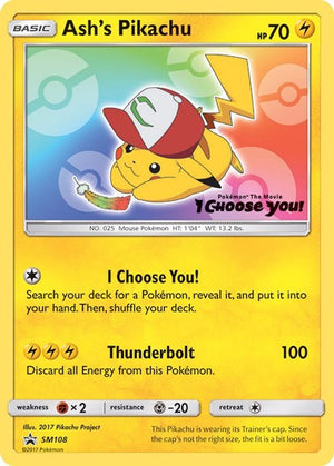 Pokemon TCG - SM Promos - Ash's Pikachu - SM108 - SMP SM108
