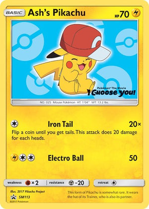 Pokemon TCG - SM Promos - Ash's Pikachu - SM113 - SMP SM113