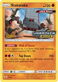 Pokemon TCG - SM Promos - Stakataka - SM180 - (Prerelease) [Staff] - SMP SM180