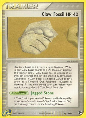 Pokemon TCG - EX Sandstorm - Claw Fossil - 90/100 - Reverse Holofoil