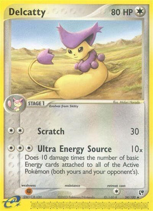 Pokemon TCG - EX Sandstorm - Delcatty - 34/100 - Reverse Holofoil
