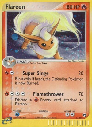 Pokemon TCG - EX Sandstorm - Flareon - 5/100 - Reverse Holofoil