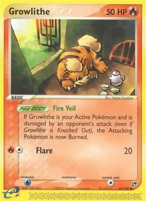 Pokemon TCG - EX Sandstorm - Growlithe - 65/100 - Reverse Holofoil