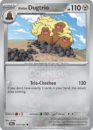 Pokemon TCG - SV08: Surging Sparks - Alolan Dugtrio - 123/191 - Reverse Holofoil