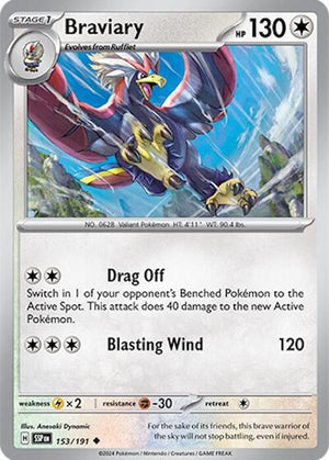 Pokemon TCG - SV08: Surging Sparks - Braviary - 153/191 - Reverse Holofoil