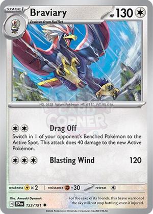 Pokemon TCG - SV08: Surging Sparks - Braviary - 153/191