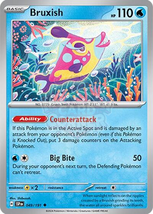 Pokemon TCG - SV08: Surging Sparks - Bruxish - 049/191 - Reverse Holofoil