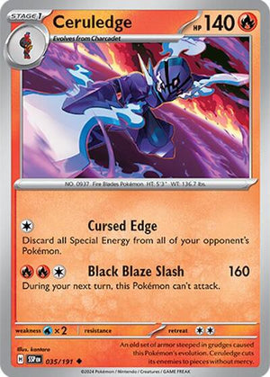 Pokemon TCG - SV08: Surging Sparks - Ceruledge - 035/191 - Reverse Holofoil