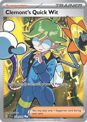 Pokemon TCG - SV08: Surging Sparks - Clemont's Quick Wit - 229/191 - Holofoil