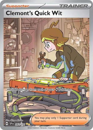 Pokemon TCG - SV08: Surging Sparks - Clemont's Quick Wit - 243/191 - Holofoil