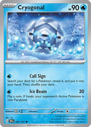 Pokemon TCG - SV08: Surging Sparks - Cryogonal - 047/191 - Reverse Holofoil