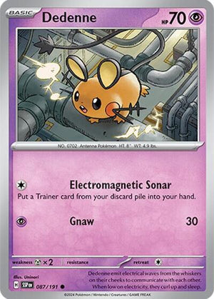 Pokemon TCG - SV08: Surging Sparks - Dedenne - 087/191 - Reverse Holofoil