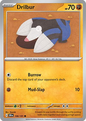 Pokemon TCG - SV08: Surging Sparks - Drilbur - 108/191 - Reverse Holofoil