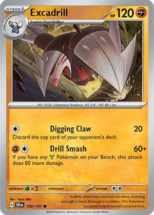 Pokemon TCG - SV08: Surging Sparks - Excadrill - 109/191 - Reverse Holofoil