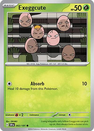 Pokemon TCG - SV08: Surging Sparks - Exeggcute - 002/191 - Reverse Holofoil