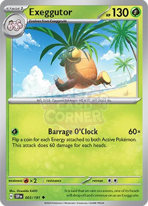 Pokemon TCG - SV08: Surging Sparks - Exeggutor - 003/191 - Reverse Holofoil