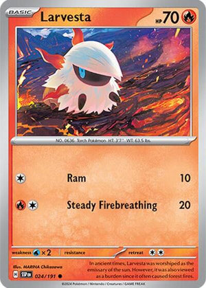 Pokemon TCG - SV08: Surging Sparks - Larvesta - 024/191