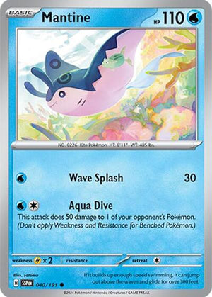 Pokemon TCG - SV08: Surging Sparks - Mantine - 040/191 - Reverse Holofoil