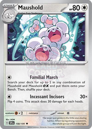 Pokemon TCG - SV08: Surging Sparks - Maushold - 158/191