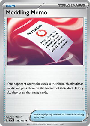 Pokemon TCG - SV08: Surging Sparks - Meddling Memo - 181/191