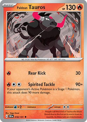 Pokemon TCG - SV08: Surging Sparks - Paldean Tauros - 018/191 - Reverse Holofoil