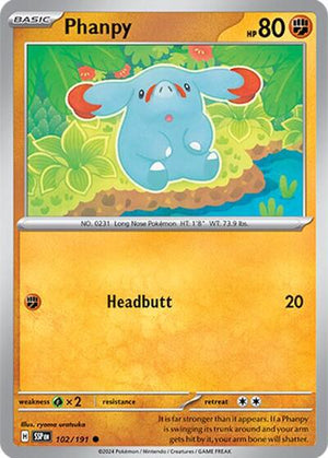 Pokemon TCG - SV08: Surging Sparks - Phanpy - 102/191 - Reverse Holofoil