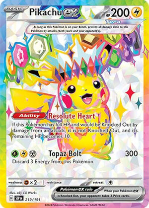 Pokemon TCG - SV08: Surging Sparks - Pikachu ex - 219/191 - Holofoil