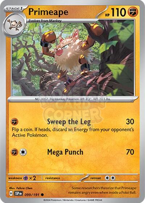 Pokemon TCG - SV08: Surging Sparks - Primeape - 099/191 - Reverse Holofoil