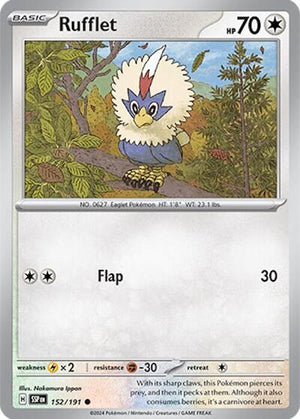 Pokemon TCG - SV08: Surging Sparks - Rufflet - 152/191 - Reverse Holofoil