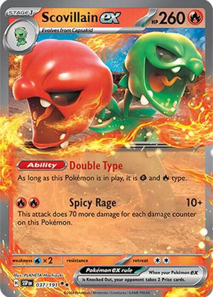 Pokemon TCG - SV08: Surging Sparks - Scovillain ex - 037/191 - Holofoil