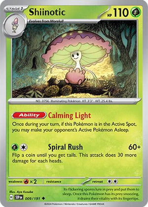 Pokemon TCG - SV08: Surging Sparks - Shiinotic - 009/191 - Reverse Holofoil