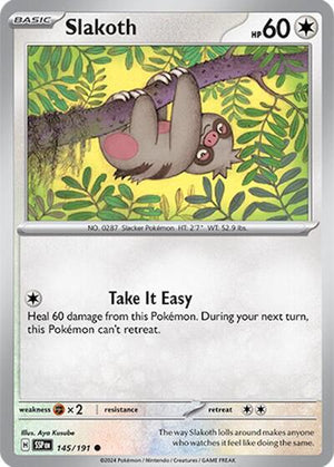Pokemon TCG - SV08: Surging Sparks - Slakoth - 145/191 - Reverse Holofoil
