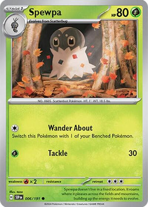 Pokemon TCG - SV08: Surging Sparks - Spewpa - 006/191 - Reverse Holofoil