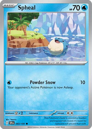 Pokemon TCG - SV08: Surging Sparks - Spheal - 043/191 - Reverse Holofoil