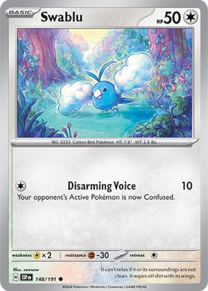 Pokemon TCG - SV08: Surging Sparks - Swablu - 148/191 - Reverse Holofoil