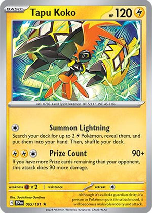 Pokemon TCG - SV08: Surging Sparks - Tapu Koko - 065/191 - Reverse Holofoil