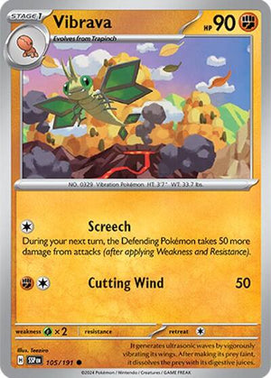 Pokemon TCG - SV08: Surging Sparks - Vibrava - 105/191 - Reverse Holofoil