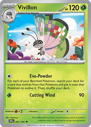 Pokemon TCG - SV08: Surging Sparks - Vivillon - 007/191 - Reverse Holofoil