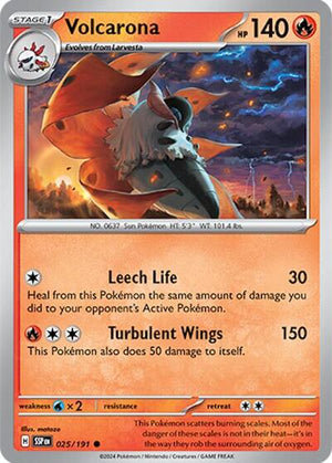Pokemon TCG - SV08: Surging Sparks - Volcarona - 025/191 - Reverse Holofoil