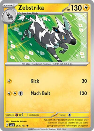 Pokemon TCG - SV08: Surging Sparks - Zebstrika - 063/191