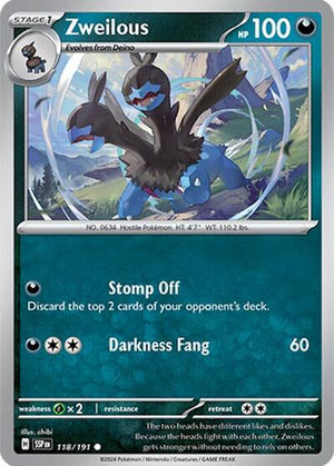 Pokemon TCG - SV08: Surging Sparks - Zweilous - 118/191 - Reverse Holofoil