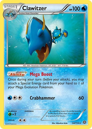 Pokemon TCG - XY - Steam Siege - Clawitzer - 34/114 - Reverse Holofoil