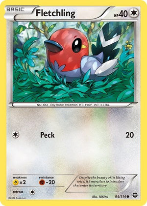 Pokemon TCG - XY - Steam Siege - Fletchling - 94/114 - Reverse Holofoil