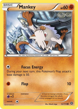 Pokemon TCG - XY - Steam Siege - Mankey - 52/114 - Reverse Holofoil