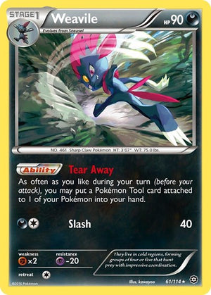 Pokemon TCG - XY - Steam Siege - Weavile - 61/114 - Reverse Holofoil