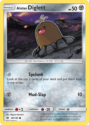 Pokemon TCG - SM Base Set - Alolan Diglett - 86/149 - Reverse Holofoil