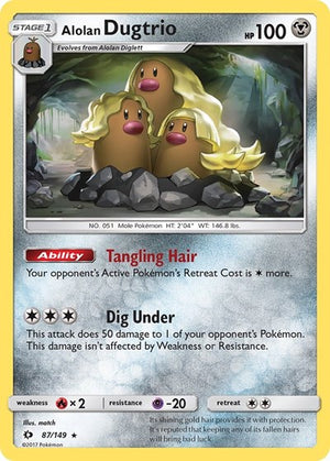Pokemon TCG - SM Base Set - Alolan Dugtrio - 87/149 - Holofoil