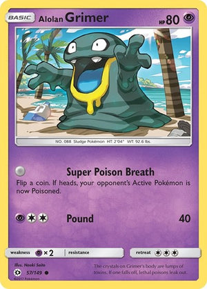 Pokemon TCG - SM Base Set - Alolan Grimer - 57/149 - Reverse Holofoil