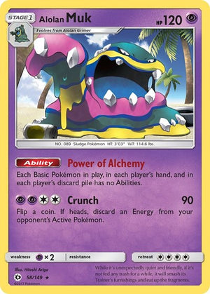 Pokemon TCG - SM Base Set - Alolan Muk - 58/149 - Reverse Holofoil